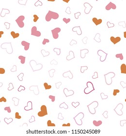 Light Blue, Yellow vector seamless template with doodle hearts. Hearts on blurred abstract background with colorful gradient. Template for Valentine's greeting postcards.