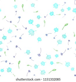 Light Blue, Yellow vector seamless sketch layout. Decorative illustration with leaves on abstract template. The best blurred design for your business.