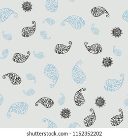 Light Blue, Yellow vector seamless elegant template with leaves and flowers. Modern abstract illustration with leaves and flowers. Textured pattern for a website, banner.