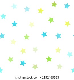 Light Blue, Yellow vector seamless background with colored stars. Stars on blurred abstract background with gradient. The pattern can be used for websites.