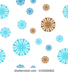 Light Blue, Yellow vector seamless cover with beautiful snowflakes. Shining colored illustration with snow in christmas style. Trendy design for wallpaper, fabric makers.