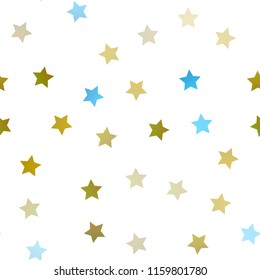 Light Blue, Yellow vector seamless texture with beautiful stars. Shining colored illustration with stars. Smart design for your business advert.