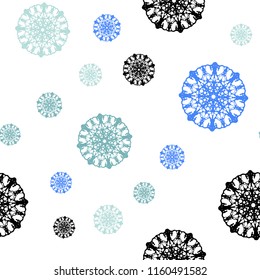 Light Blue, Yellow vector seamless layout with bright snowflakes. Modern geometrical abstract illustration with crystals of ice. Template for business cards, websites.