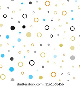 Light Blue, Yellow vector seamless template with circles. Illustration with set of shining colorful abstract circles. Template for business cards, websites.