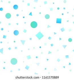 Light Blue, Yellow vector seamless texture in poly style with circles, cubes. Decorative design in abstract style with lines, dots, cubes. Design for textile, fabric, wallpapers.