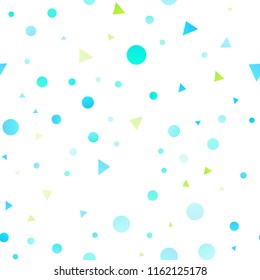 Light Blue, Yellow vector seamless cover in polygonal style with circles. Modern abstract illustration with colorful dots, lines. Template for business cards, websites.