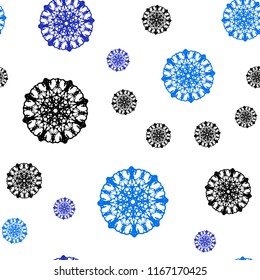 Light Blue, Yellow vector seamless layout with bright snowflakes. Snow on blurred abstract background with gradient. Pattern for design of fabric, wallpapers.
