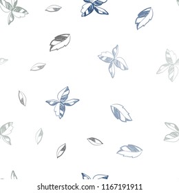 Light Blue, Yellow vector seamless elegant pattern with leaves. leaves on blurred abstract background with gradient. Pattern for design of fabric, wallpapers.