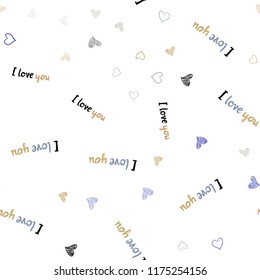 Light Blue, Yellow vector seamless pattern with colorful hearts. Illustration with hearts in love concept for valentine's day. Pattern can be used for valentine's ad, booklets.