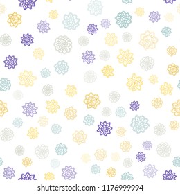 Light Blue, Yellow vector seamless cover with beautiful snowflakes. Shining colored illustration with snow in christmas style. Trendy design for wallpaper, fabric makers.