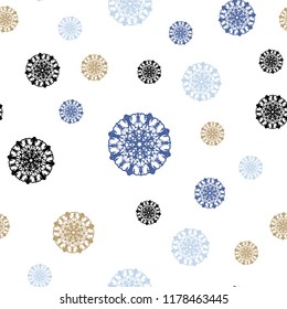 Light Blue, Yellow vector seamless template with ice snowflakes. Modern geometrical abstract illustration with crystals of ice. Pattern for design of fabric, wallpapers.