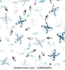 Light Blue, Yellow vector seamless natural pattern with leaves. leaves on blurred abstract background with gradient. Template for business cards, websites.