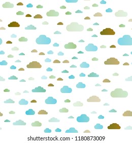 Light Blue, Yellow vector seamless texture with cloudy sky. Modern illustration with colorful gradient clouds. Pattern for design of fabric, wallpapers.