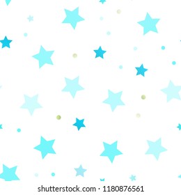 Light Blue, Yellow vector seamless cover with small and big stars. Stars on blurred abstract background with gradient. The pattern can be used for new year ad, booklets.