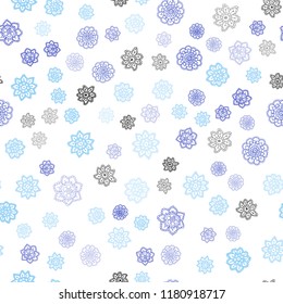 Light Blue, Yellow vector seamless cover with beautiful snowflakes. Glitter abstract illustration with crystals of ice. Template for business cards, websites.