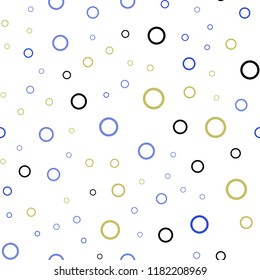 Light Blue, Yellow vector seamless background with bubbles. Glitter abstract illustration with blurred drops of rain. Pattern can be used for ads, leaflets.
