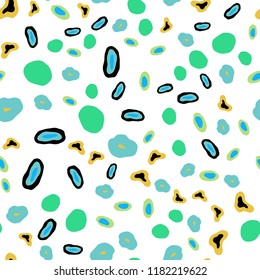 Light Blue, Yellow vector seamless pattern with spheres. Blurred bubbles on abstract background with colorful gradient. Pattern for design of window blinds, curtains.