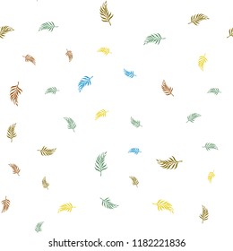Light Blue, Yellow vector seamless abstract design with leaves. Decorative illustration with doodles on abstract template. Pattern for design of fabric, wallpapers.