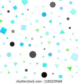 Light Blue, Yellow vector seamless backdrop with lines, circles, rhombus. Illustration with colorful circles, triangles, rectangles. Design for textile, fabric, wallpapers.