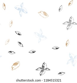 Light Blue, Yellow vector seamless natural artwork with leaves. leaves on elegant natural pattern with gradient. Pattern for trendy fabric, wallpapers.