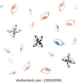 Light Blue, Yellow vector seamless abstract design with leaves. Colorful illustration in doodle style with leaves. Template for business cards, websites.