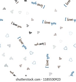 Light Blue, Yellow vector seamless texture with lovely hearts. Blurred decorative design in doodle style with hearts. Pattern can be used for valentine's ad, booklets.