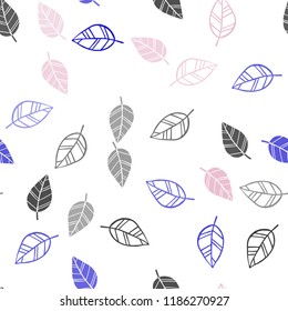 Light Blue, Yellow vector seamless natural pattern with leaves. leaves on blurred abstract background with gradient. Pattern for design of window blinds, curtains.