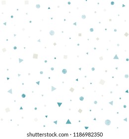 Light Blue, Yellow vector seamless texture with poly style with circles, cubes. Abstract gradient illustration with circles, triangles, cubes. Pattern for design of window blinds, curtains.