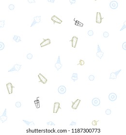 Light Blue, Yellow vector seamless template with organic meal. Illustration with set of fresh food in doodle style. Pattern for menu of cafes, bars, restaurants.