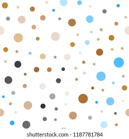 Light Blue, Yellow vector seamless backdrop with dots. Glitter abstract illustration with blurred drops of rain. Pattern for trendy fabric, wallpapers.