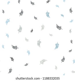 Light Blue, Yellow vector seamless natural background with leaves. Sketchy doodles with leaves on blurred background. Pattern for trendy fabric, wallpapers.