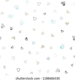 Light Blue, Yellow vector seamless pattern with colorful hearts. Decorative shining illustration with hearts on abstract template. Beautiful design for your business advert of anniversary.