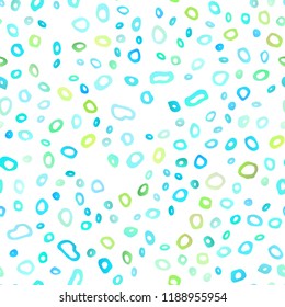Light Blue, Yellow vector seamless backdrop with dots, spots. Glitter abstract illustration with blurred drops of rain. Pattern for trendy fabric, wallpapers.