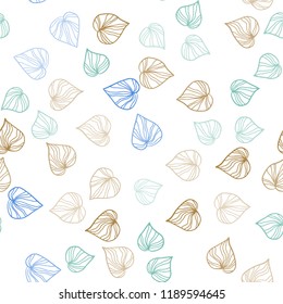 Light Blue, Yellow vector seamless doodle background with leaves. Creative illustration in blurred style with leaves. Trendy design for wallpaper, fabric makers.
