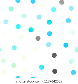 Light Blue, Yellow vector seamless background with dots. Blurred decorative design in abstract style with bubbles. Pattern can be used as texture of water, rain drops.