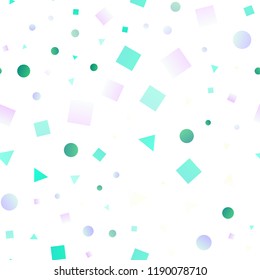 Light Blue, Yellow vector seamless cover in polygonal style with circles. Circles, lines, rhombus with colorful gradient. Template for business cards, websites.