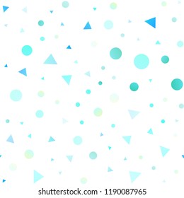 Light Blue, Yellow vector seamless pattern in polygonal style with circles. Glitter abstract illustration with spheres, triangular lines. Pattern for trendy fabric, wallpapers.