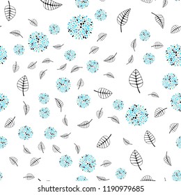 Light Blue, Yellow vector seamless elegant wallpaper with leaves, flowers. Illustration with doodles on abstract template. Template for business cards, websites.
