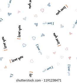 Light Blue, Yellow vector seamless pattern with colorful hearts. Blurred decorative design in doodle style with hearts. Pattern for carnival, festival romantic leaflets.
