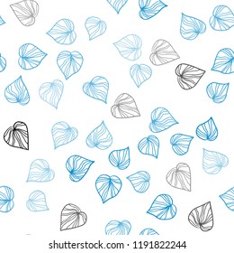 Light Blue, Yellow vector seamless doodle backdrop with leaves. A vague abstract illustration with leaves in doodles style. Trendy design for wallpaper, fabric makers.
