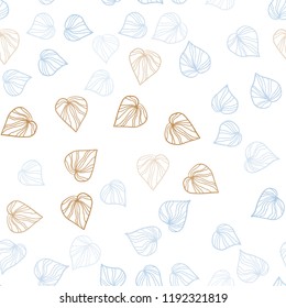 Light Blue, Yellow vector seamless abstract design with leaves. Decorative illustration with doodles on abstract template. Design for textile, fabric, wallpapers.