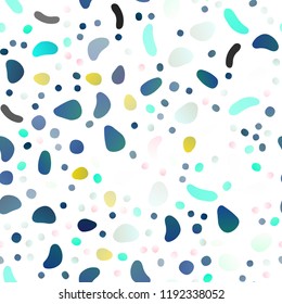 Light Blue, Yellow vector seamless cover with circles. Blurred bubbles on abstract backdrop with colorful gradient. Pattern for design of fabric, wallpapers.