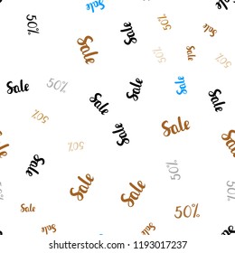 Light Blue, Yellow vector seamless template with 50% selling. Shining colorful illustration with isolated selling prices. Pattern for ads, posters, banners of sales.