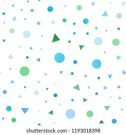 Light Blue, Yellow vector seamless cover in polygonal style with circles. Decorative design in abstract style with lines, dots. Pattern for design of window blinds, curtains.