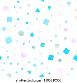 Light Blue, Yellow vector seamless backdrop with lines, circles, rhombus. Illustration with set of colorful circles, triangles, squares. Pattern for design of window blinds, curtains.