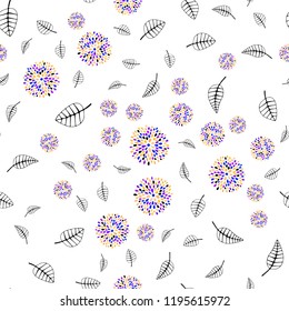 Light Blue, Yellow vector seamless abstract design with leaves, flowers. An elegant bright illustration with leaves and flowers. Pattern for design of window blinds, curtains.