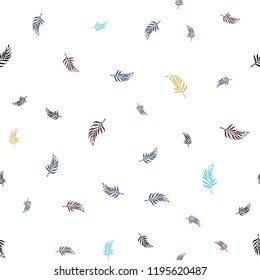 Light Blue, Yellow vector seamless doodle background with leaves. An elegant bright illustration with leaves in Natural style. Pattern for trendy fabric, wallpapers.