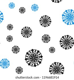 Light Blue, Yellow vector seamless template with ice snowflakes. Snow on blurred abstract background with gradient. Template for business cards, websites.