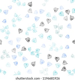 Light Blue, Yellow vector seamless doodle template with leaves. leaves on elegant natural pattern with gradient. Pattern for trendy fabric, wallpapers.