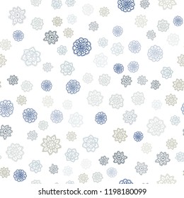 Light Blue, Yellow vector seamless background with xmas snowflakes. Modern geometrical abstract illustration with crystals of ice. Template for business cards, websites.